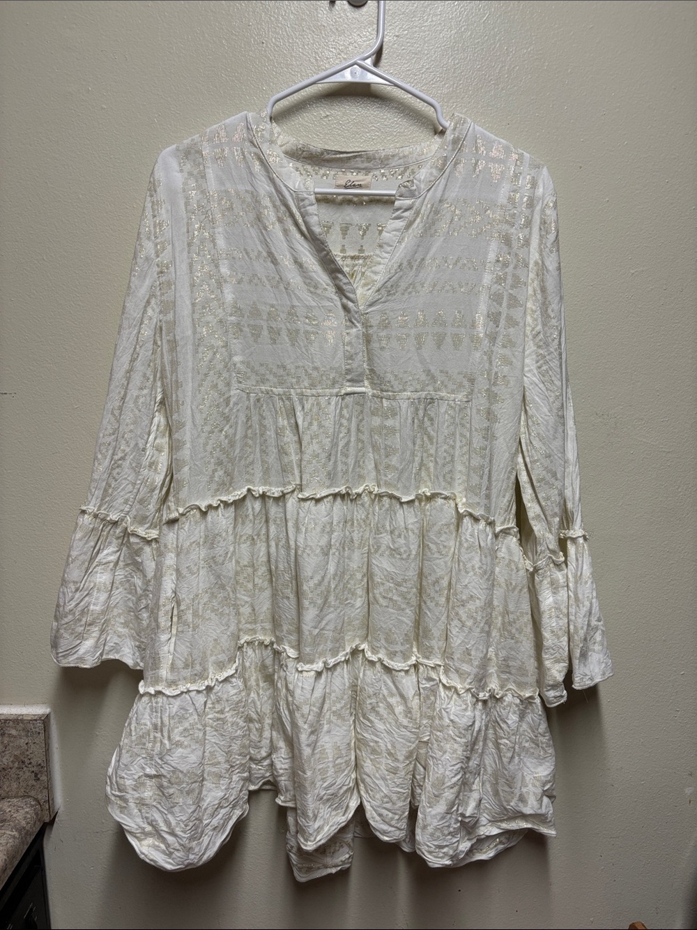 Elan Clara Dress women's size Large shimmer tiered - Picture 3 of 6